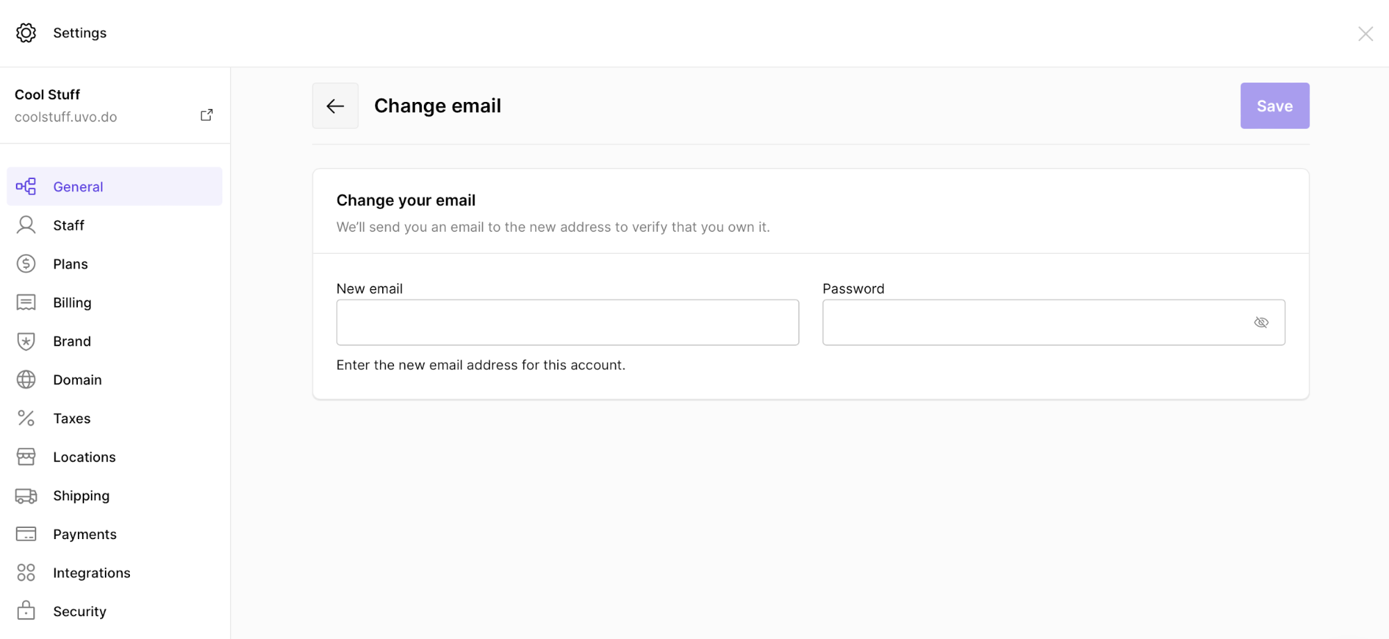 change store email address